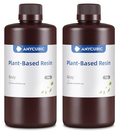 ANYCUBIC Plant Based Resin 1000g, 2PCS, 3D Drucker UV Resin, Standard Photopolymer Harz Geringer Geruch für LCD 3D Printer (Grau)