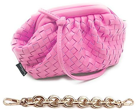 NAARIIAN Gewebte Crossbody-Tasche für Damen, Abend-Clutch, Hobo, Cloud Bag, Designer-Handtaschen für Damen, Pink S, Small: 6.1(L) x 2.7(W) x 5.9(H)