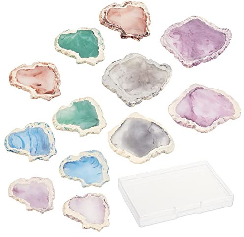 SUNNYCLUE 1 Box 12 Stück AchatLichttischscheiben Kristalle Steine unregelmäßige halb gebohrte Perlen polierte Achat Licht Tischscheiben Heimdekoration für DIY Kunst Hochzeit Heimdekoration