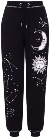 Hell Bunny Solaris Printed Celestial Artwork Joggers Black