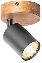 Qazqa Verstellbarer Deckenstrahler, Deckenspot - Jeana - Braun, max. 28W, Geeignet für LED, 9.5cm, Rund, Ideal als Wohnzimmerlampe, Küche lampe und