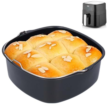 Heißluftfritteuse Form,Hitzebeständig Luftfritteuse Zubehör,Backform Kuchenform Airfryer Zubehör Wiederverwendbar Kuchenform Brotbackkorb,Backform für Luftfritteuse HD9925, HD9860, HD9905 01(22cm)