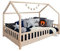 TiCAA Kinderbett Hausbett Kay 90x200 Kiefer Natur