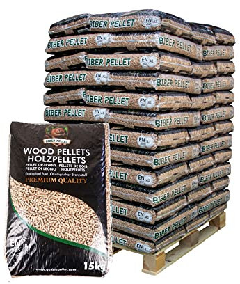 Naturbrennstoffe Kretschmann OHG Einstreu-Pellets | 975 kg Palette Nadelholz Pellets | ENplusA1 Zertifiziert | 64 Säcke x 15 kg | Marke Biber