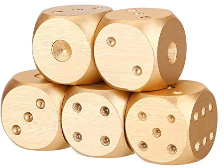 Würfelzubehör, Yctze Goldene Würfel, Poker TA 5 Stück Aluminiumlegierung Tischspiel Pokerspiele Würfel Set mit Aufbewahrungsbox (Rechteck)
