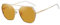 SHES Lunettes de soleil polarisées polygonales à double pont pour femme Lunettes de soleil aviateur Monture hexagonale SH3016, Monture dorée - Verres jaunes, 133mm