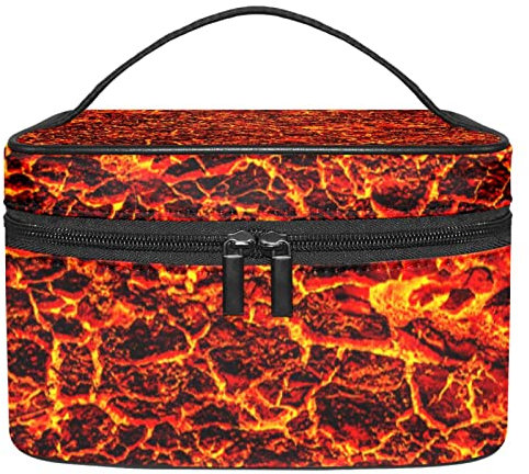 Reise-Make-up-Kosmetiktasche Aufbewahrungstasche Lava-Rot Magma Kosmetiktasche tragbar für Mädchen Frauen, Mehrfarbig, 22.5x15x13.8cm/8.9x5.9x5.4in