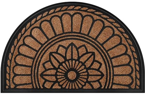 Mibao Halbrunde Fußmatte, rutschfeste Willkommens-Eingangsmatte, strapazierfähige Gummi-Fußmatten, niedriges Profil, robuste Fußmatte, halbrunde Matten für Garage, Terrasse, stark frequentierte