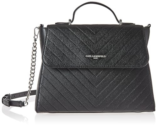 KARL LAGERFELD Damen Charlotte Satchel Umhängetasche, Tiefschwarz/silberfarben