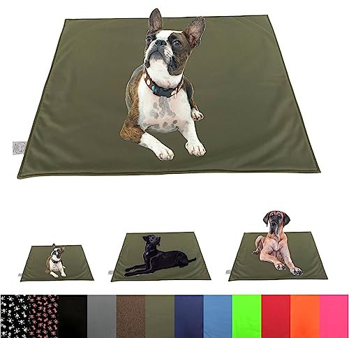 elropet Hundedecke Softshell kleine Hunde/Hundedecke Softshell große Hunde/Hundedecke unterwegs & daheim/Hundedecke wasserabweisend (Olivegrün, L 140cm X 100cm)