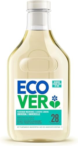Ecover Lessive Liquide Universelle, Nettoyant aux Extraits Botaniques pour le Linge, Parfum Chevrefeuille et Jasmin, 28 Lavages, 1.43L