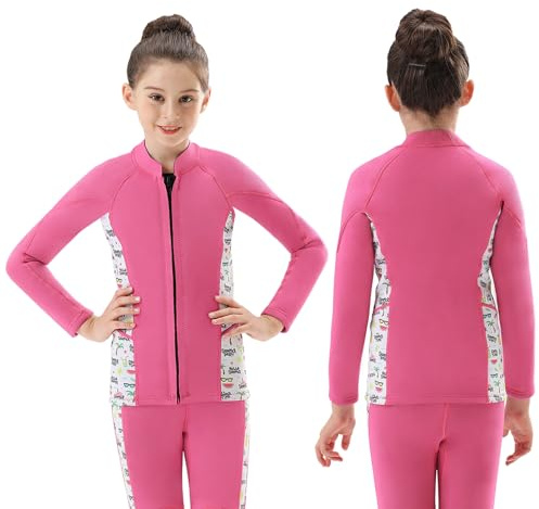 DEHAI Mens Women's Wetsuit Top Jackets 2mm 3mm Neoprene Kids Wet Suit Long Sleeve Shirt and Youth Front Zip Sleeveless Vest, Water Sports Keep Warm for Diving Swimming Waterski Surf