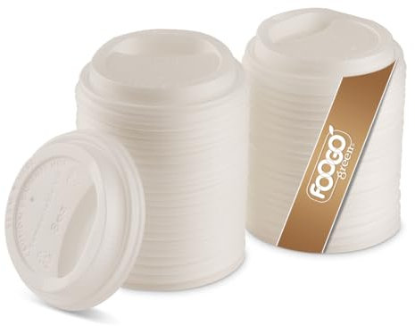 FOOGO Green 50pcs Lids for 8oz Paper Coffee Cups, 80mm Diameter, Leak-Proof and Secure Fit, Designed for Hot and Cold Beverages, Ideal for Takeaway, Office, and Events