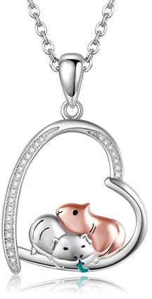 DAYLINLOVE Meerschweinchen Geschenke925er Sterling Silber Halsmit Anhänger Meerschweinchen Anhänger Herzform Tier Schmuck Geschenke für Damen Frauen Mädchen Meerschweinchen Liebhaber