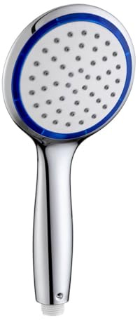 Lowenergie Pommeau de douche à économie d'eau et d'énergie pour camping-car, caravane, maison ou hôtel (chrome fonction unique rond bleu)