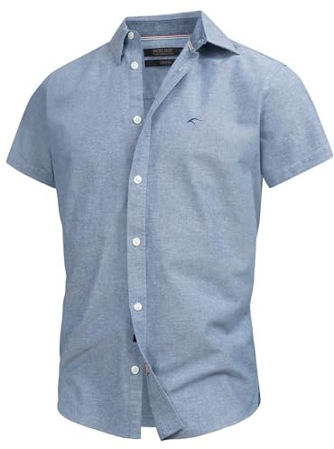 Indicode Herren INKenner Kurzarm-Hemd aus 100% Baumwolle | Herrenhemd Männerhemd Monaco Blue, S