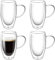 Buumin 15 Ounces Double Wall Glass Coffee Mugs, Clear Glass Coffee Cups with Handles - Set of 4 Double Wall Insulated Coffee Mug Tea Latte Espresso Cups