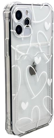 OLIVIA'S PHONES Cases For iPhone 13 Pro Max (6.7) Clear White Love Hearts All Over Pattern Card Holder Tough Protective Smartphone Case Cover
