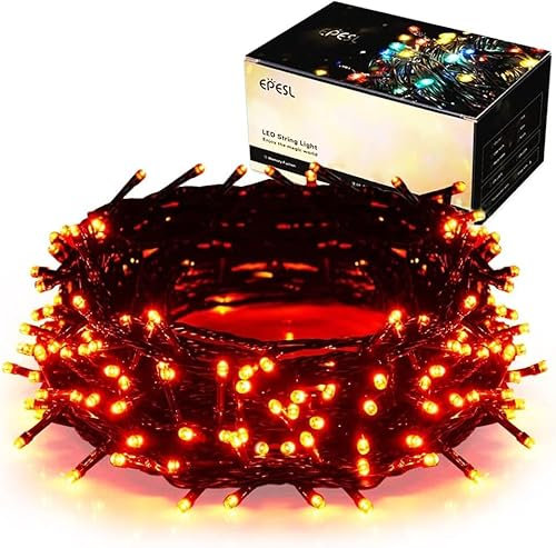 Halloween String Lights Orange - 115ft/35m 320 LEDs Memory Function 8 Modes End to End Extendable IP44 Waterproof Outdoor/Indoor Decoration Fairy Twinkle Fall Lights for Autumn Tree Home Garden Yard