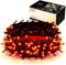 Halloween String Lights Orange - 115ft/35m 320 LEDs Memory Function 8 Modes End to End Extendable IP44 Waterproof Outdoor/Indoor Decoration Fairy Twinkle Fall Lights for Autumn Tree Home Garden Yard