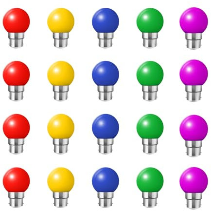 HUAMu Ampoule LED Couleur B22 3W équivalente 30W 240LM AC 220V-240V B22 Baïonnette Ampoules Guirlande Couleur LED Ampoules Multicolore pour Maison Bar Fête Décoration d'ambiance - Lot de 20