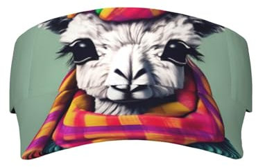 Lama in einem Schal, verstellbar, Polyester, Sport-Visierkappe für Damen und Herren, ideal für Tennis und Sommeraktivitäten, Schwarz, Schwarz, Einheitsgr��e