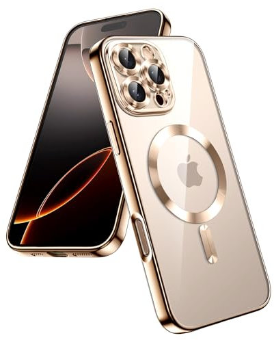 JETech Soft Clear Case for iPhone 16 Pro 6.3-Inch, Camera Lens Full Protection, Compatible with MagSafe Wireless Charging, Shockproof Electroplated TPU Phone Cover (Desert Titanium)