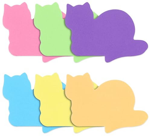 6 Stück Haftnotizen Klebezettel Katzen Haftnotizen Haftnotizen Haftnotizen Kinder Klebezettel Notizblöcke Niedliche Cartoon Haftnotizen Katzen Registerkarten Selbstklebende Haftnotizzettel