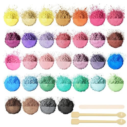 Ovaletta 32 Epoxidharz Farbe 3g, Mica Powder, Kerzen Selber Machen Set, Farbpigmente für Gießpulver, Badebomben Selber Machen, Diy Pigmentpulver für Seifenfarbe, Kerze, Kosmetischer, Schleim