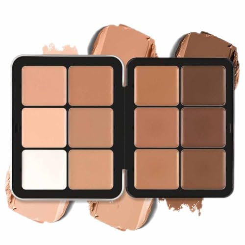 12 Colori Palette Per Trucco In Crema,Portable Makeup Blush And Concealer Palette For Cheeks Face,Color Corrector Waterproof Fondotinta Liquida,Per Trucco A Coprenza Totale (A)