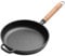 LIYGAOF Gusseisen Pfanne 27cm Bratpfanne Grillpfanne: Ohne Beschichtung Induktion Pfanne Griff aus Massivholz Lange Lebensdauer Für Alle Herdarten Geeignet (27cm)