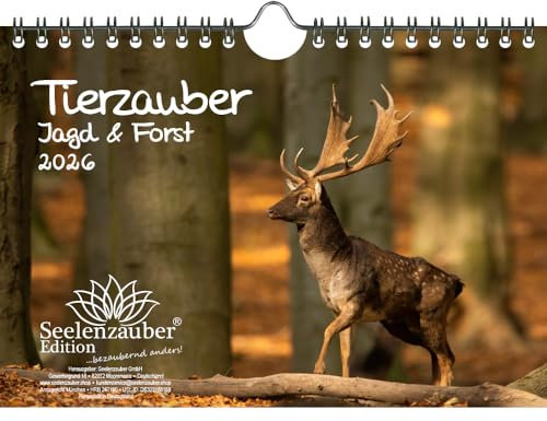 Tierzauber Jagd & Forst DIN A5 Kalender für 2026 - Geschenkset Inhalt: 1x Kalender, 1x Weihnachtsanhänger (insgesamt 2 Teile)
