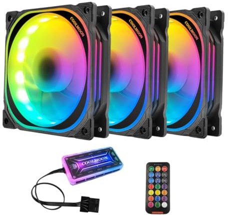 POPETPOP 1 Set 3 Pezzi ventola di raffreddamento a LED colorati led rgb luce rgb ventola di raffreddamento del computer fan del caso controllore ventola di raffreddamento con controller