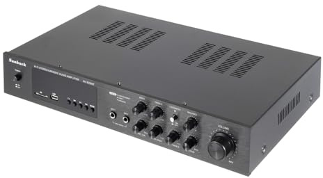 WOLEGM 5.0-Kanal AV-Receiver Hi-Fi AV Verstärker mit Bluetooth 5.0 | 600W Hi-Fi Verstärker für Heimkino & Karaoke | USB/SD/RCA Eingang + 2 Mikrofone | LED-Display & Fernbedienung