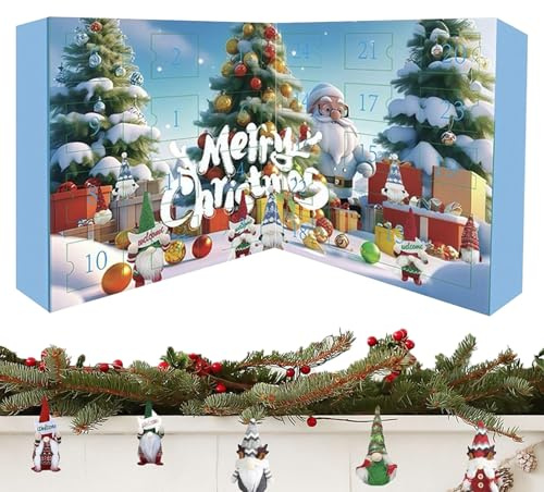 Rrlihjgu Calendario de Adviento de Enanos de Jardín | Lindo Peluche Decorativo para Oficina Fiestas, Calendario de Cuenta Regresiva de 24 Días Figuras Estacionales para Chimenea Mesa Abrigo y