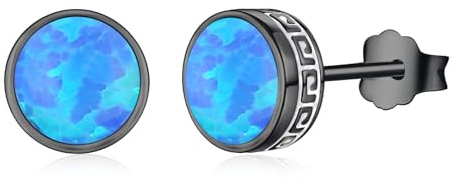 REDSUN Silber/Schwarz Runde Ohrstecker 925 Sterling Silber Wikinger Ohrstecker Rund Kleine Ohrringe Hypoallergen Herren Damen Onyx/Malachit Schmuck für Unisex Männer Jungen Geschenk Geburtstag