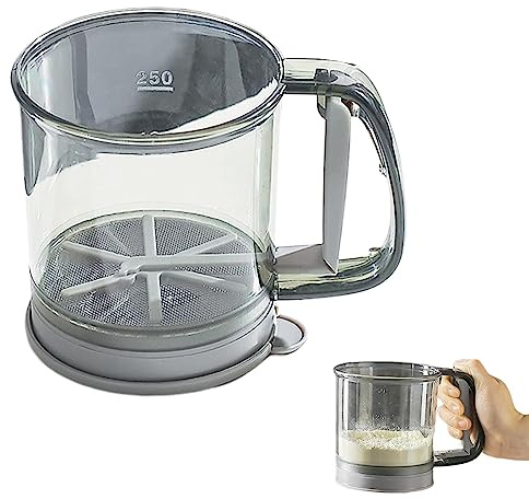 Flour Sifter for Baking,Double-Layer One-Hand Press Baking Sifter