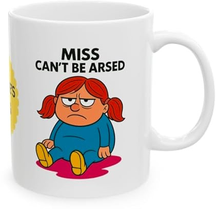 Personalised 11oz Miss Can't Be Arsed Mug, White Ceramic, Funny Grumpy Girl Design, Novelty Coffee Cup, Ceramic, Coffee, Cup, Lazy, Can't Be Bothered