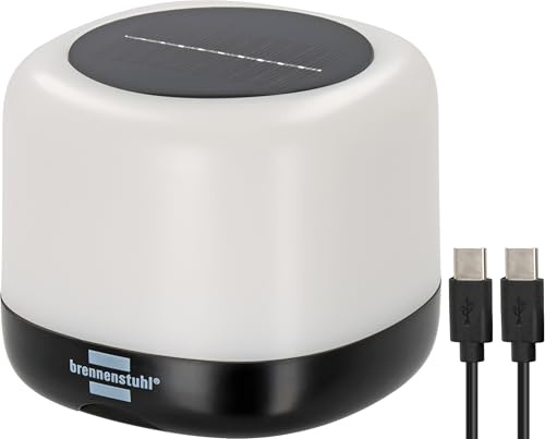 Brennenstuhl Akku Solar LED Outdoor Leuchte RGB GL 100 ASR | Campinglampe IP44 mit 340lm, 10%-50%-100% warmweiß – RGB Farbwechsel, bis zu 85h Leuchtdauer, Powerbank, austauschbarer Akku
