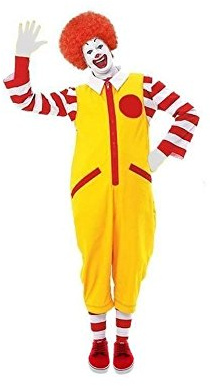 Herren Ronald der Clown Kostüm ohne Schuhe, Rot / Gelb