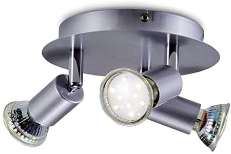 B.K.Licht - LED Deckenlampe schwenkbar, warmweiße Lichtfarbe, GU10 Fassung, LED Deckenleuchte, LED Lampe, Wohnzimmerlampe, Schlafzimmerlampe, Küchenlampe, Deckenstrahler, 16x8,2 cm, Titanfarbig