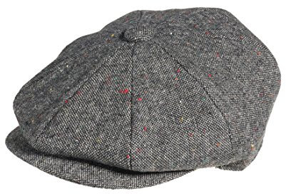 Peaky Blinders Herren Schiebermütze „Zeitungsjunge“ aus Wolle, 8-teiliger Schnitt - Grau - MEDIUM