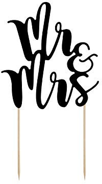 Cake Topper Kuchendekoration Tortenfigur Hochzeit Geburtstag Silvester, Größe: Mr & Mrs schwarz