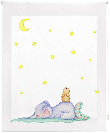 HappyStor HSCI98003 Estor Enrollable Estampado Digital Infantil Tejido Traslúcido Medida Total Estor:140x180 (**Solo Ancho Tela:136-137cm.**)