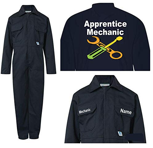 Kids childrens boiler suit overalls coveralls customise apprentice mechanic in red or blue