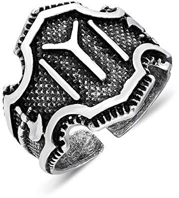 ÜLKÜCÜ Market Ring Edelstahl Herrenschmuck größenverstellbar Türkei Atatürk Bozkurt Göktürk Osmanli Silber