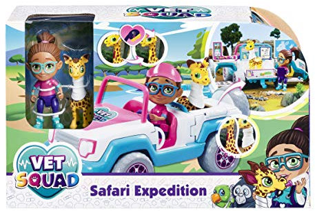 Vet Squad 334216.104 Yara & 4x4, Safari Expedition, 7,6 cm bewegliche Tierarztfigur mit Fahrzeug, Haustier und Zubehör