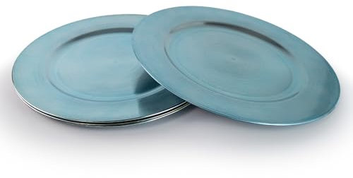 Geri Set of Blue Charger Plates 33cm Under Plates Round Chargers Christmas Plates (4)