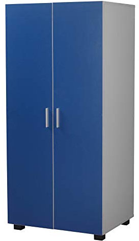 URBNLIVING Orlando Wooden 2 Door Kids Wardrobe Bedroom Storage Hanging Bar Clothes (Blue)
