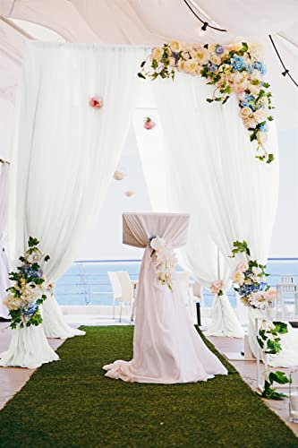 ShinyBeauty White Chiffon Backdrop Curtain 10 Ft Long Chiffon Fabric Drapes Sheer Curtains 74cm Wide By 300cm Drop White Polyester Photography Backdrop